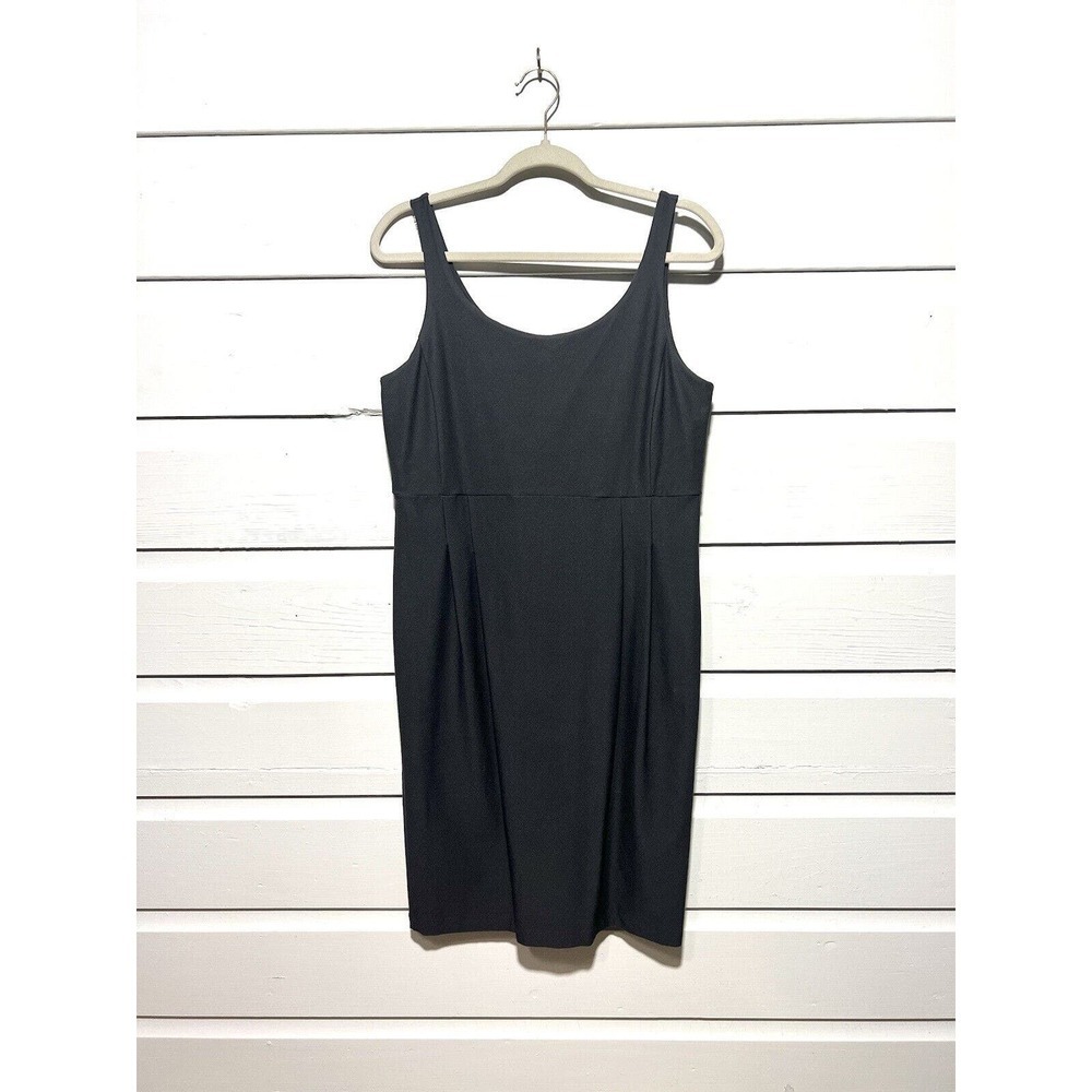Eileen Fisher Italian Ponte Sheath Dress Size Petite Medium Black Silk Lined